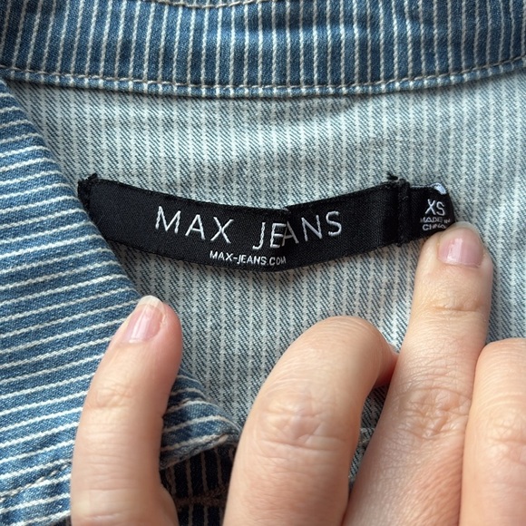 MAX JEANS Blue & White Striped Jean Jacket - Picture 6 of 9